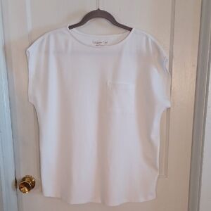 Coldwater Creek White Top with Pocket Size Medium New No Tag, 100% Cotton